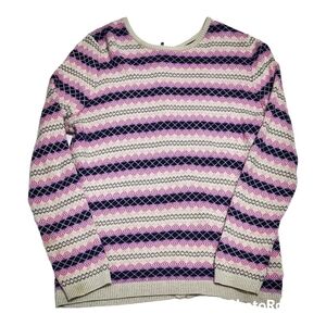 TALBOTS Colorful Fair isle Full  Back  Zipper Sweater Size LP